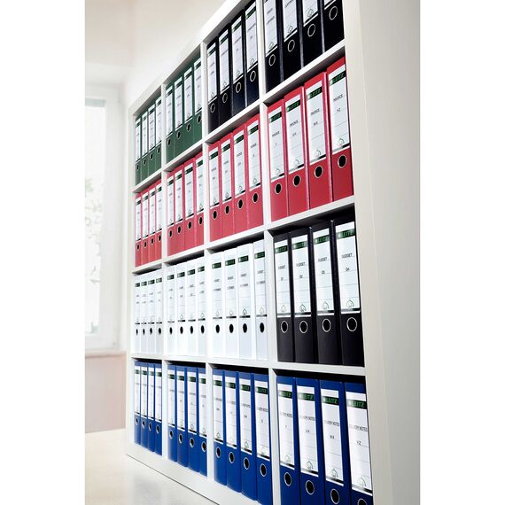 Leitz Qualitäts-Ordner 180° Plastik, das Original, DIN A4 Aktenordner 5 cm schmal, 90% Recycling-Karton, 30% Pre-Consumer Recycling-Kunststoff, Mit 180° Mechanik, 350 Blatt Kapazität, Grün, 10155055