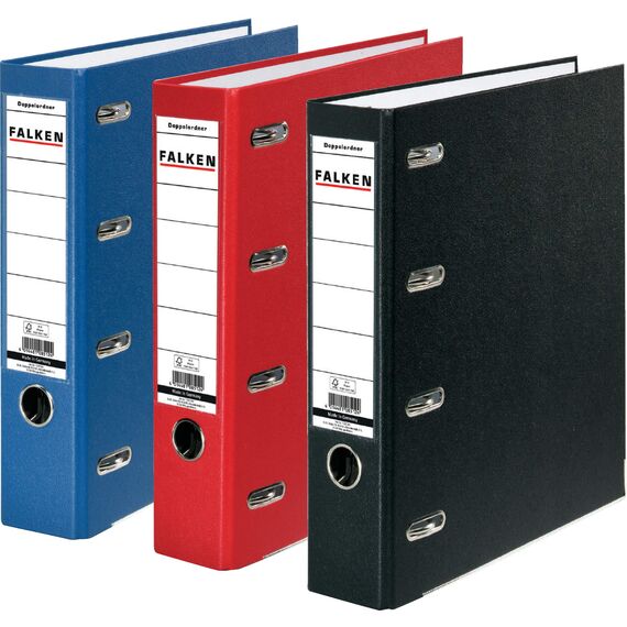 Original Falken PP Kunststoff-Doppelordner. Made in Germany. 7 cm breit blau für 2x DIN A5 quer Ablage mit Wechselfenster Kontoauszug-Ordner Ringordner Aktenordner Briefordner Büroordner
