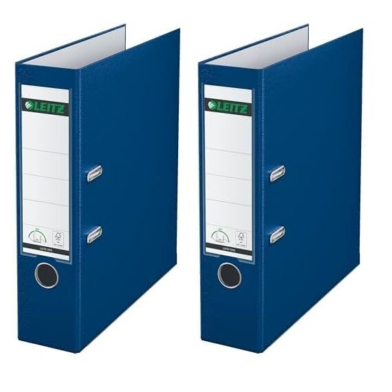 Leitz Qualitäts-Ordner 180° Plastik, das Original, DIN A4 Aktenordner 8,2 cm breit, Kunststoff-Ordner mit PP-laminiertem Einband, Mit 180° Mechanik, Höchste Stabilität und Qualität, Blau, 10105035