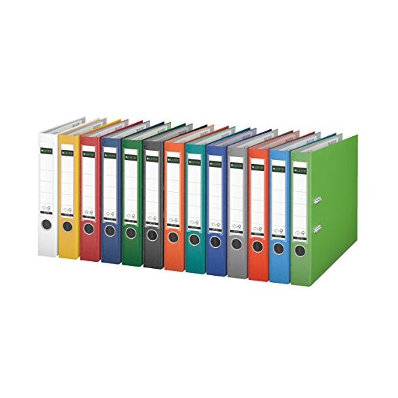 Leitz Qualitäts-Ordner 180° Plastik, das Original, A4 Aktenordner 5 cm schmal, 90% Recycling-Karton, 30% Pre-Consumer Recycling-Kunststoff, Mit 180° Mechanik, 350 Blatt Kapazität, Hellgrün, 10155050