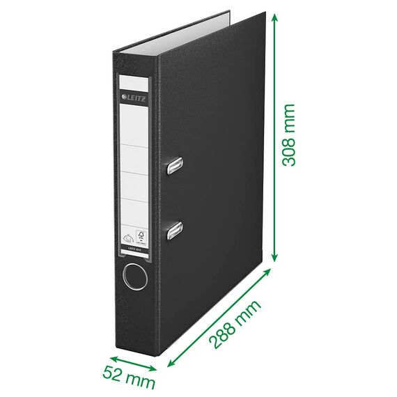Leitz Qualitäts-Ordner 180° Plastik, 10er Pack, das Original, DIN A4 Aktenordner 5 cm schmal, 90% Recycling-Karton, 30% Pre-Consumer Recycling-Kunststoff, Mit 180° Mechanik, 350 Blatt, Weiß, 10151001