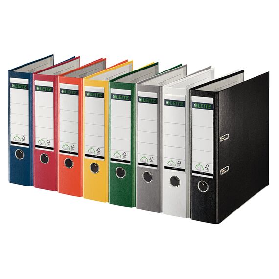 Leitz Qualitäts-Ordner 180° Plastik, 10er Pack, das Original, DIN A4 Aktenordner 5 cm schmal, 90% Recycling-Karton, 30% Pre-Consumer Recycling-Kunststoff, Mit 180° Mechanik, 350 Blatt, Blau, 10151035