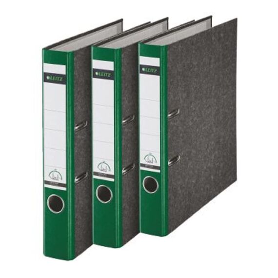 Leitz Qualitäts-Ordner, 3er-Pack, Wolkenmarmor-Papier, A4, 5,2 cm Rückenbreite, Grün, 310315055