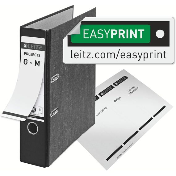 Leitz Qualitäts-Ordner 180°, A4, Karton, 8 cm Rückenbreite, Wolkenmarmor-Papier, Blauer Rücken (Breit, blau, 5 Ordner)