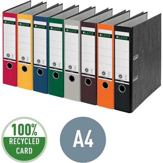 Leitz Qualitäts-Ordner 180°, A4, Karton, 8 cm Rückenbreite, Wolkenmarmor-Papier, Blauer Rücken (Breit, blau, 5 Ordner)