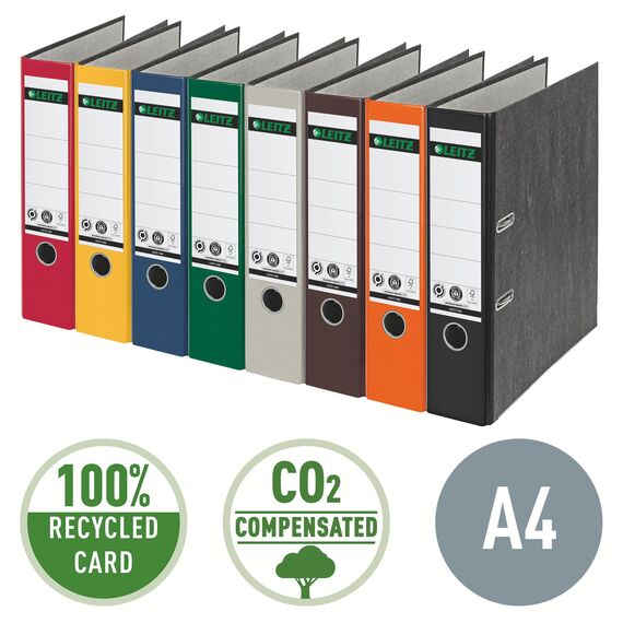 Leitz Qualitäts-Ordner 180°, 20er Pack, A4, Karton, 8 cm Rückenbreite, Wolkenmarmor-Papier, Blauer Rücken, 10805035