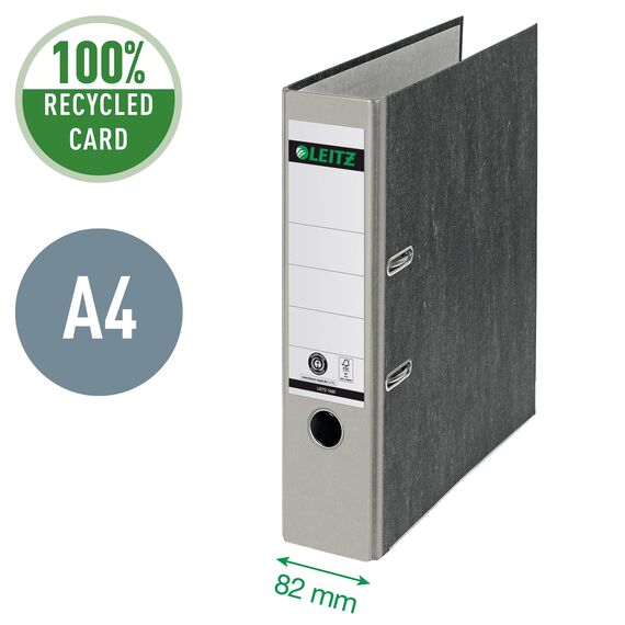 Leitz Qualitäts-Ordner 180°, 20er Pack, A4, Karton, 8 cm Rückenbreite, Wolkenmarmor-Papier, Grauer Rücken, 10805085