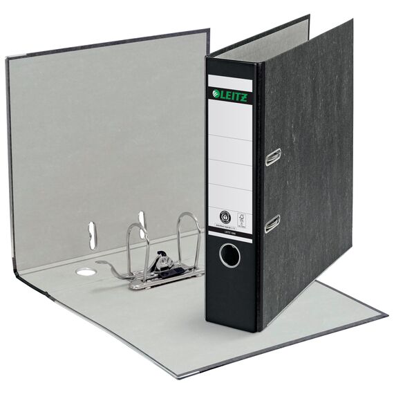 Leitz Qualitäts-Ordner, das Original, DIN A4 Aktenordner 8 cm breit, Wolkenmarmor-Papier, Recycling-Ordner, Blauer Engel, Mit 180° Mechanik, Höchste Stabilität (Breit, Sortiert, 3 Stück)