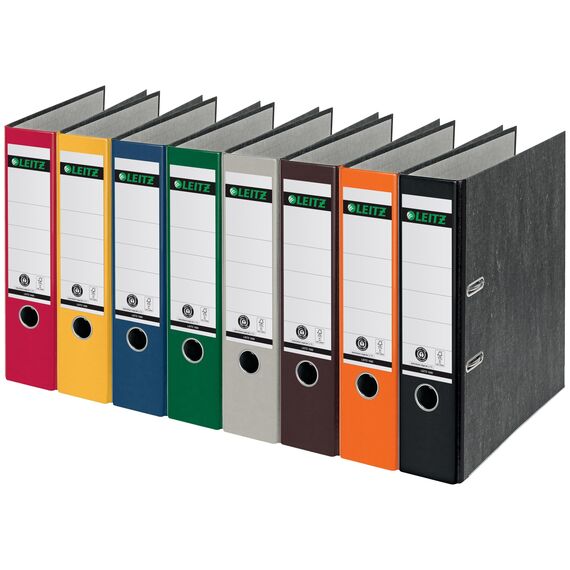 Leitz Qualitäts-Ordner 180°, A4, 100 % recycelter Karton, 8 cm Rückenbreite, Wolkenmarmor-Papier, Blauer Rücken, 10805015