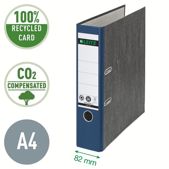 Leitz Qualitäts-Ordner 180°, 20er Pack, A4, Karton, 8 cm Rückenbreite, Wolkenmarmor-Papier, Blauer Rücken, 10805035