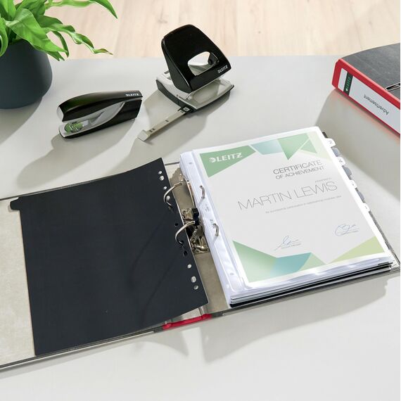 Leitz Qualitäts-Ordner, 20er Pack, das Original, DIN A4 Aktenordner schmal, 5 cm breit, Wolkenmarmor-Papier, Recycling-Ordner, Blauer Engel, Mit 180° Mechanik, Höchste Stabilität, Rot, 10505025