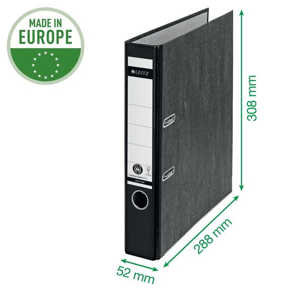 Leitz Qualitäts-Ordner, 20er Pack, das Original, DIN A4 Aktenordner schmal, 5 cm breit, Wolkenmarmor-Papier, Recycling-Ordner, Blauer Engel, Mit 180° Mechanik, Höchste Stabilität, Grün, 10505055