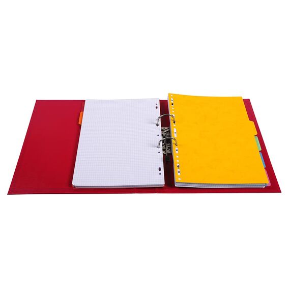 Exacompta 53545E Premium PP-Ordner Prem´Touch. 5 cm schmal DIN A4 Kunststoffbezug außen Papierbezug innen Rückenschild austauschbar Ringordner Aktenordner Briefordner Plastikordner rot