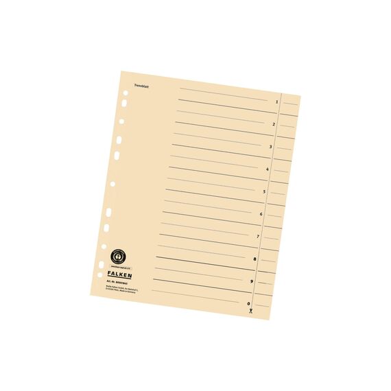 Original Falken 500er Pack Trennblätter. Made in Germany. Aus Recycling-Karton für DIN A4 hellchamois Trennlaschen Trennblätter Ordner Register Kalender Blauer Engel