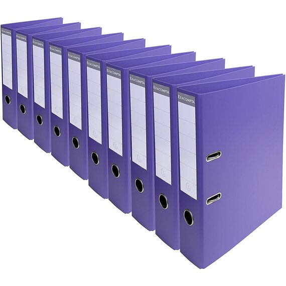 Exacompta 53757E 10er Pack Premium PVC-Ordner Prem´Touch Pastell. 7 cm breit DIN A4 Ringordner Aktenordner Briefordner Büroordner Plastikordner Schlitzordner Lila