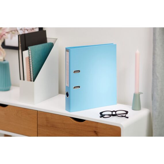 Exacompta 53502E Premium PP-Ordner Prem´Touch. 5 cm schmal DIN A4 Kunststoffbezug außen Papierbezug innen Rückenschild austauschbar Ringordner Aktenordner Briefordner Plastikordner hellblau