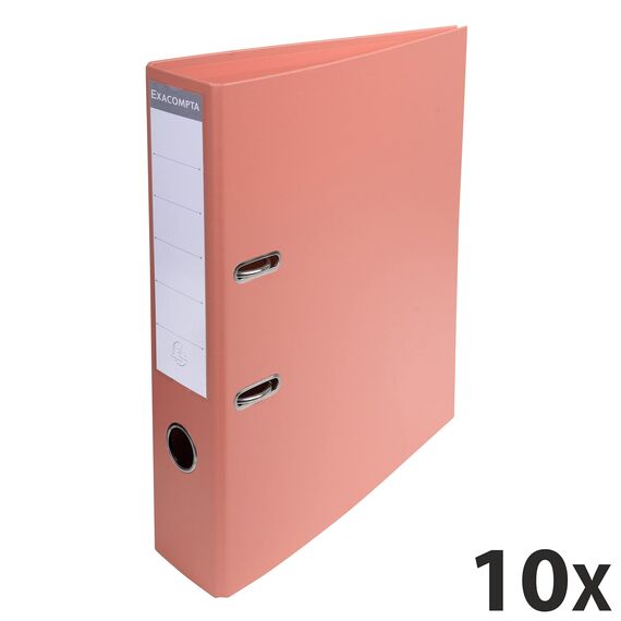 Exacompta 53705E 10er Pack Premium PVC-Ordner Prem´Touch Pastell. 7 cm breit DIN A4 Ringordner Aktenordner Briefordner Büroordner Plastikordner Schlitzordner Pastelllachs