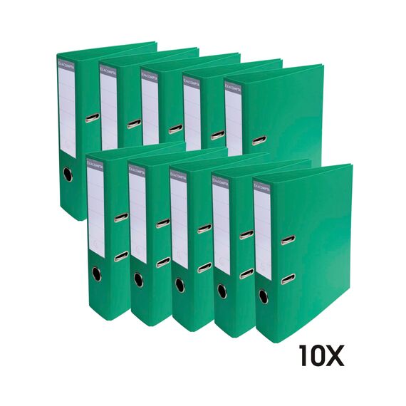Exacompta 53743E 10er Pack Premium PVC-Ordner Prem´Touch. 7 cm breit DIN A4 Ringordner Aktenordner Briefordner Büroordner Plastikordner Schlitzordner grün