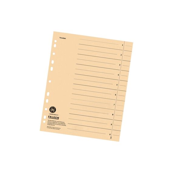 Original Falken 500er Pack Trennblätter. Made in Germany. Aus Recycling-Karton für DIN A4 chamois Trennlaschen Trennblätter Ordner Register Kalender Blauer Engel