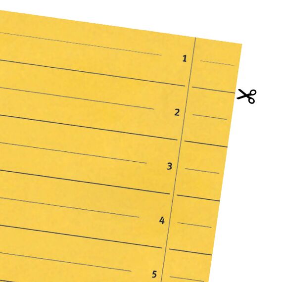 Original Falken 500er Pack Trennblätter. Made in Germany. Aus Recycling-Karton für DIN A4 gelb Trennlaschen Trennblätter Ordner Register Kalender Blauer Engel