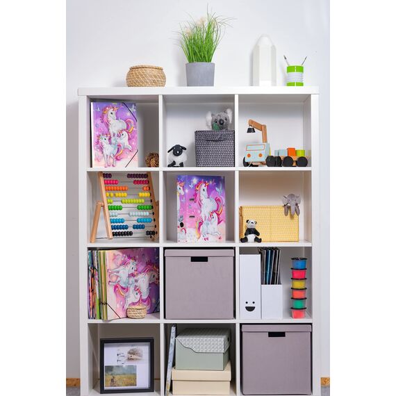 HERMA Ordner A4 Einhorn Set, 10 Stück, 7 cm breit, Ringordner mit Kindergarten Motiv, bunter Aktenordner mit Innendruck für Jungen, Mädchen und Kinder