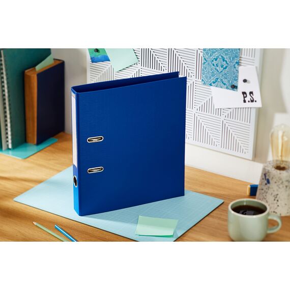 Exacompta 53552E Premium PVC-Ordner Prem´Touch. 5 cm schmal DIN A4 Ringordner Aktenordner Briefordner Büroordner Plastikordner Schlitzordner dunkelBlau