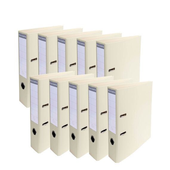 Exacompta 53750E 10er Pack Premium PVC-Ordner Prem´Touch Pastell. 7 cm breit DIN A4 Ringordner Aktenordner Briefordner Büroordner Plastikordner Schlitzordner Perlweiß