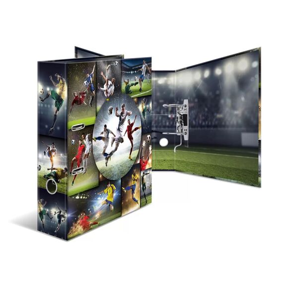 HERMA Ordner A4 Fussball, 7 cm breit, Kinder Ringordner mit Sport Motiv, bunter Aktenordner mit Innendruck für Jungen und Mädchen