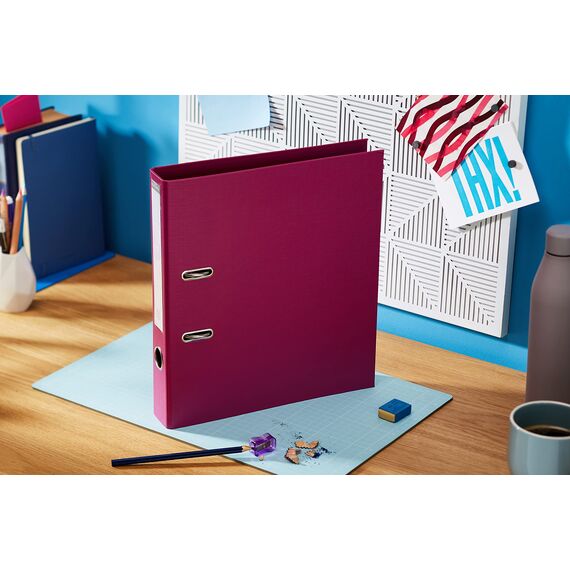 Exacompta 53547E Premium PP-Ordner Prem´Touch. 5 cm schmal DIN A4 Kunststoffbezug außen Papierbezug innen Rückenschild austauschbar Ringordner Aktenordner Briefordner Plastikordner fuchsia