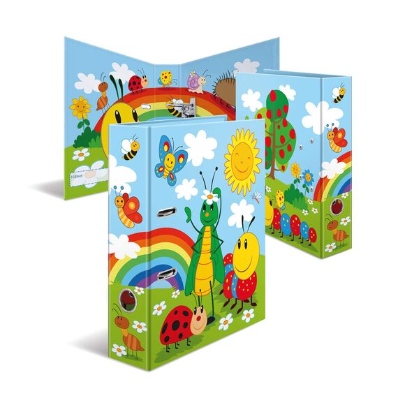 HERMA Ordner A4 Kinder Geburtstag Set, 10 Stück, 7 cm breit, Ringordner mit Kindergarten Motiv, bunter Aktenordner mit Innendruck für Jungen, Mädchen und Kinder