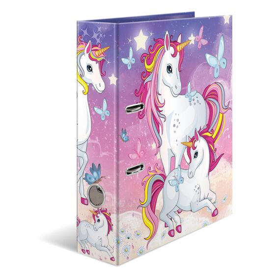HERMA Ordner A4 Einhorn Set, 10 Stück, 7 cm breit, Ringordner mit Kindergarten Motiv, bunter Aktenordner mit Innendruck für Jungen, Mädchen und Kinder (3 Stück)