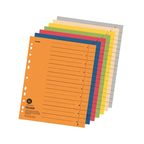 Original Falken 100er Pack Trennblätter. Made in Germany. Aus Recycling-Karton für DIN A4 grün Trennlaschen Trennblätter Ordner Register Kalender Blauer Engel