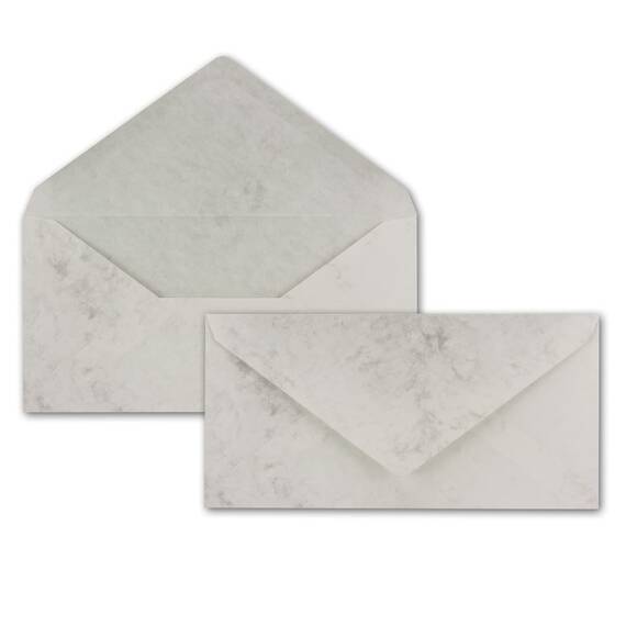 50x Briefpapier Set DIN A4 mit DIN Lang Briefumschlägen, Nassklebung - Grau Marmoriert - mattes Schreibpapier mit Kuverts - FarbenFroh by GUSTAV NEUSER