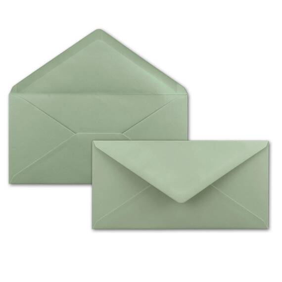 25x Briefpapier Set DIN A4 mit DIN Lang Briefumschlägen, Nassklebung - Eukalyptus-Grün - mattes Schreibpapier mit Kuverts - FarbenFroh by GUSTAV NEUSER