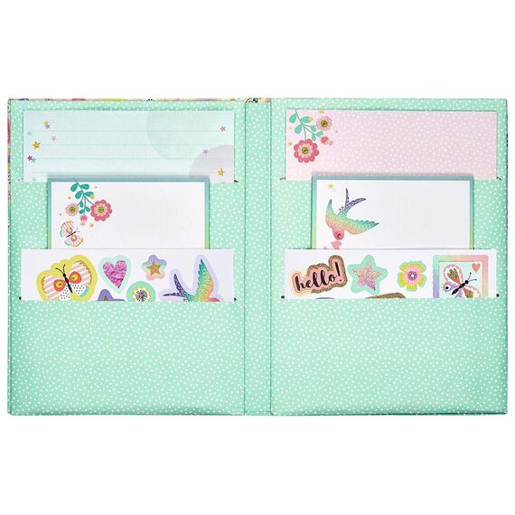 Moses Flowers & Friends Briefpapier-Set | Briefbögen, Briefumschläge und bunte Sticker in einer praktischen Aufbewahrungsmappe | Utensilien für Brief-Freundinnen