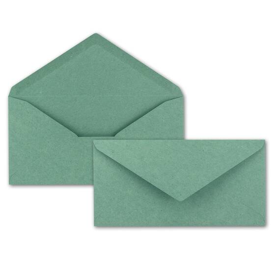 50x Briefpapier Set DIN A4 mit DIN Lang Briefumschlägen, Nassklebung - Kraftpapier Eukalyptus-Grün - Recycling-Schreibpapier mit Kuverts - FarbenFroh by GUSTAV NEUSER