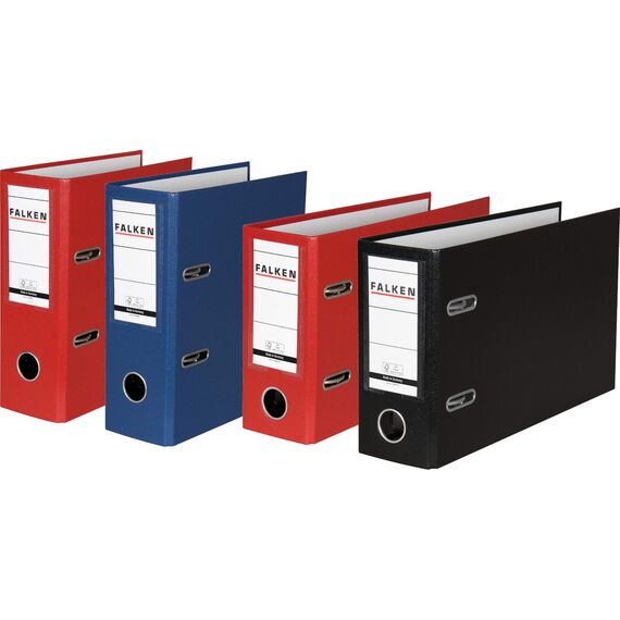 Original Falken 10er Pack PP-Color Kunststoff-Ordner Sonderformat. Made in Germany. 8 cm breit DIN A5 quer mit Wechselfenster blau Kontoauszug Ringordner Aktenordner Briefordner