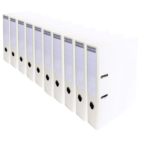 Exacompta 53748E 10er Pack Premium PVC-Ordner Prem´Touch Pastell. 7 cm breit DIN A4 Ringordner Aktenordner Briefordner Büroordner Plastikordner Schlitzordner Weiß