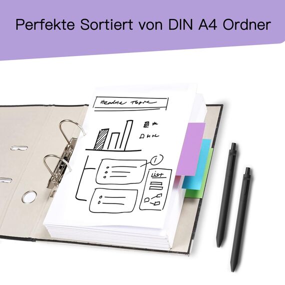 Agoer Dividers for A4 Folders, Pack of 200, 8 Colours, Folder Dividers, Colourful, 180 g/m², Printable Cardboard, Folder Dividers for Sorting, Index of Documents, 24 x 10.5 cm