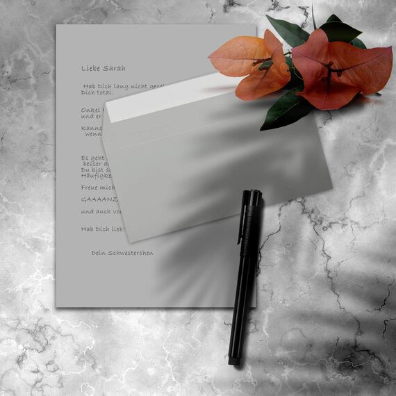 25x Briefpapier Set DIN A4 mit DIN Lang Briefumschlägen, Haftklebung - Hellgrau - mattes Schreibpapier mit Kuverts - FarbenFroh by GUSTAV NEUSER