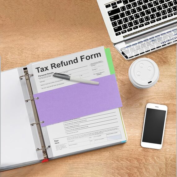 Agoer Dividers for A4 Folders, Pack of 200, 8 Colours, Folder Dividers, Colourful, 180 g/m², Printable Cardboard, Folder Dividers for Sorting, Index of Documents, 24 x 10.5 cm