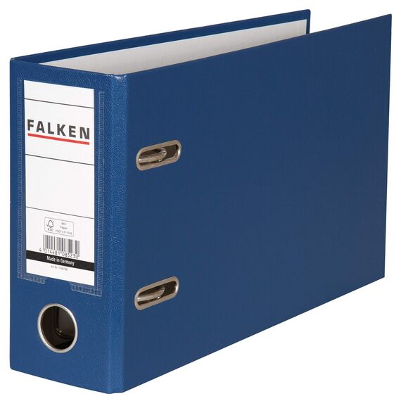 Original Falken 10er Pack PP-Color Kunststoff-Ordner Sonderformat. Made in Germany. 8 cm breit DIN A5 quer mit Wechselfenster blau Kontoauszug Ringordner Aktenordner Briefordner
