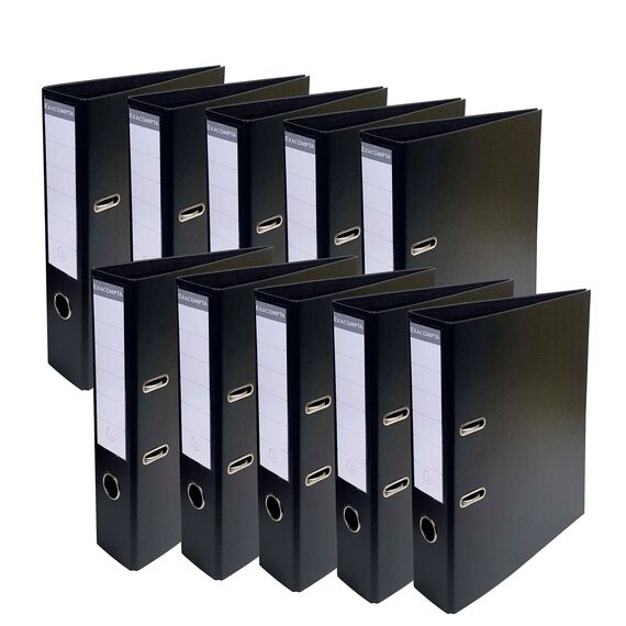 Exacompta 53741E 10er Pack Premium PVC-Ordner Prem´Touch. 7 cm breit DIN A4 Ringordner Aktenordner Briefordner Büroordner Plastikordner Schlitzordner schwarz