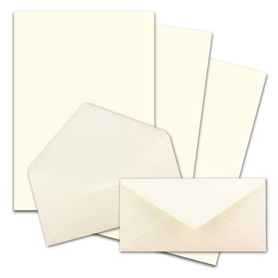 75x Briefpapier Set DIN A4 mit DIN Lang Briefumschlägen, Nassklebung - Naturweiß - mattes Schreibpapier mit Kuverts - FarbenFroh by GUSTAV NEUSER