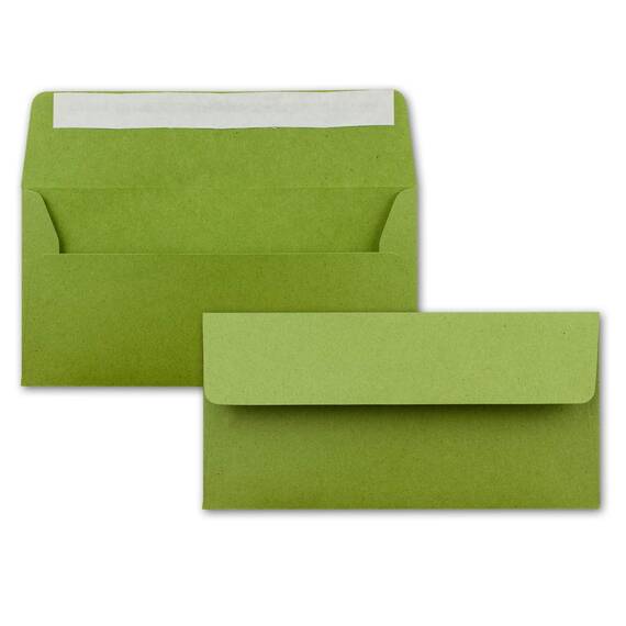 50x Briefpapier Set DIN A4 mit DIN Lang Briefumschlägen, Haftklebung - Kraftpapier-Hellgrün - Recycling-Schreibpapier mit Kuverts - FarbenFroh by GUSTAV NEUSER