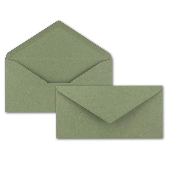100x Briefpapier Set DIN A4 mit DIN Lang Briefumschlägen, Nassklebung - Kraftpapier-Grün - Recycling-Schreibpapier mit Kuverts - FarbenFroh by GUSTAV NEUSER