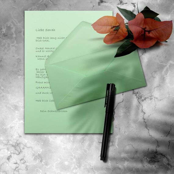 100x Briefpapier Set DIN A4 mit DIN Lang Briefumschlägen, Nassklebung - Mint-Grün - mattes Schreibpapier mit Kuverts - FarbenFroh by GUSTAV NEUSER