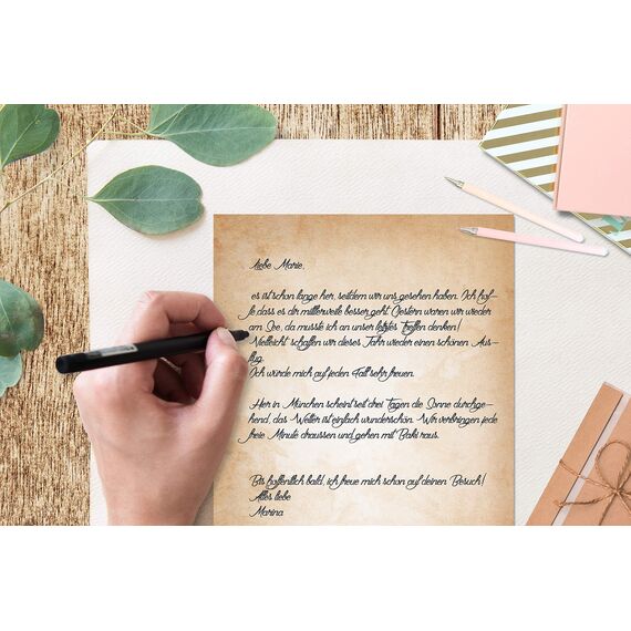 Vintage Briefpapier hell 100 Blatt im DIN A4 Format - beidseitig bedruckt in qualitativem 120g Papier - von Sophies Kartenwelt