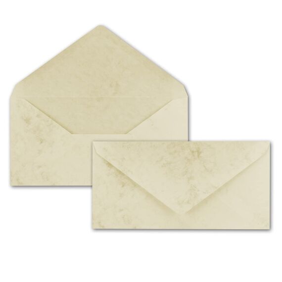 200x Briefpapier Set DIN A4 mit DIN Lang Briefumschlägen, Nassklebung - Chamois Marmoriert (Cremefarben) - mattes Schreibpapier mit Kuverts - FarbenFroh by GUSTAV NEUSER