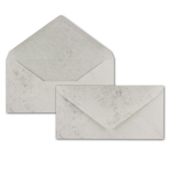 150x Briefpapier Set DIN A4 mit DIN Lang Briefumschlägen, Nassklebung - Grau Marmoriert - mattes Schreibpapier mit Kuverts - FarbenFroh by GUSTAV NEUSER
